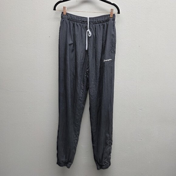 Champion Track Pants Mens Medium Gray Nylon Mesh Lined Zip Ankle Drawstring - Picture 1 of 13